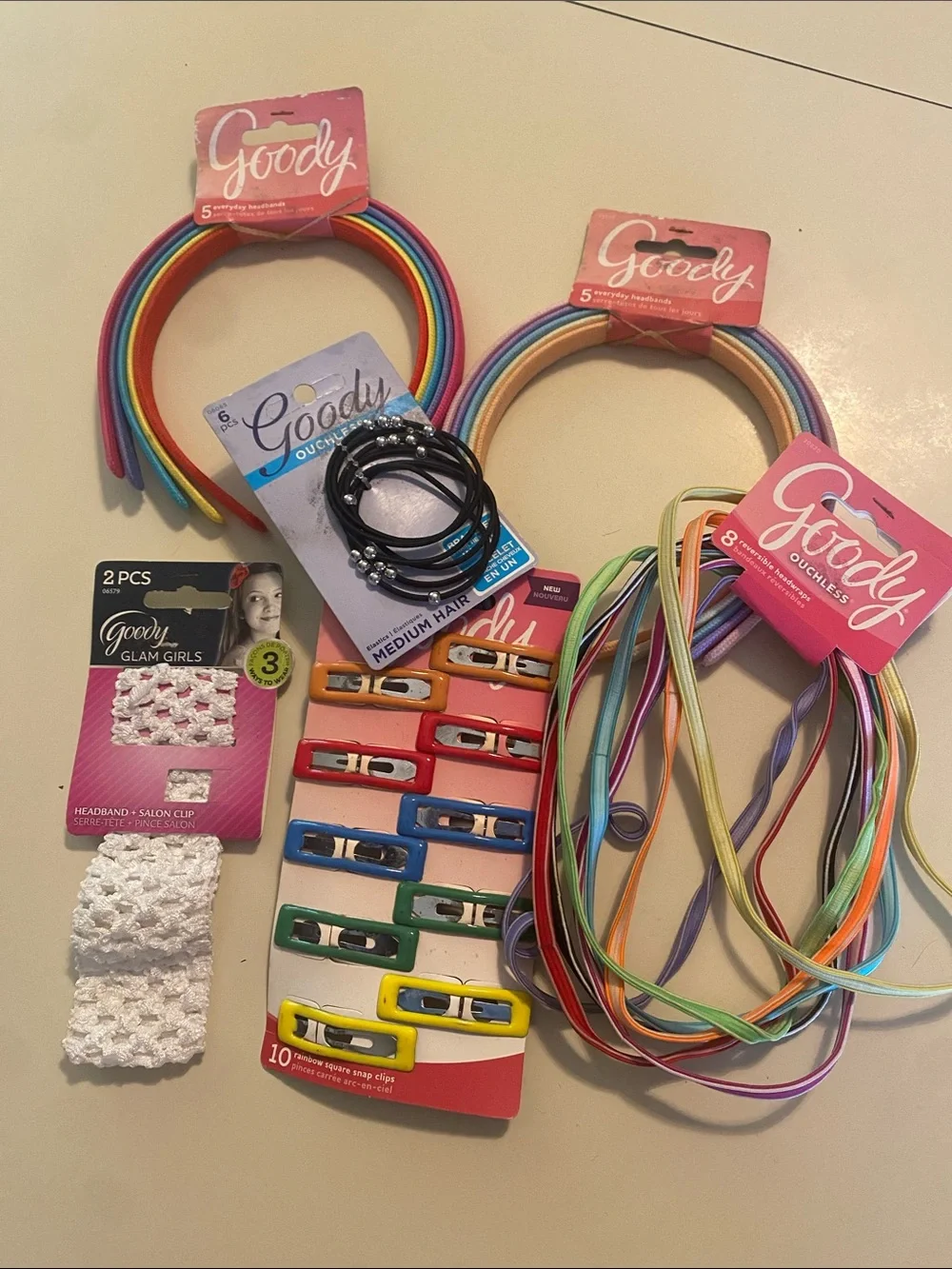 Girl’s Rainbow Headbands, Headwraps, Hair Clips, Bracelet  Set - Multicolor NWT